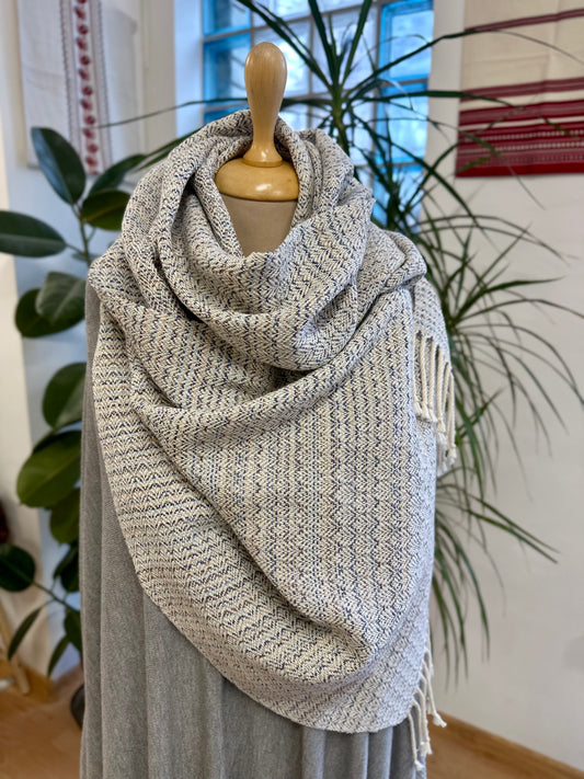 "Február" – kézzel szőtt pamutsál | 205×47 cm