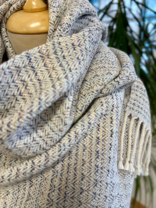 "Február" – kézzel szőtt pamutsál | 205×47 cm